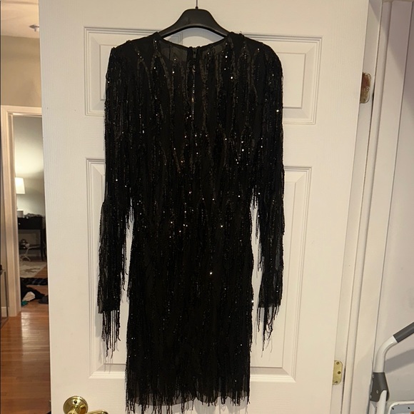 Zoya Black Sequin Fringe Dress - Picture 4 of 8